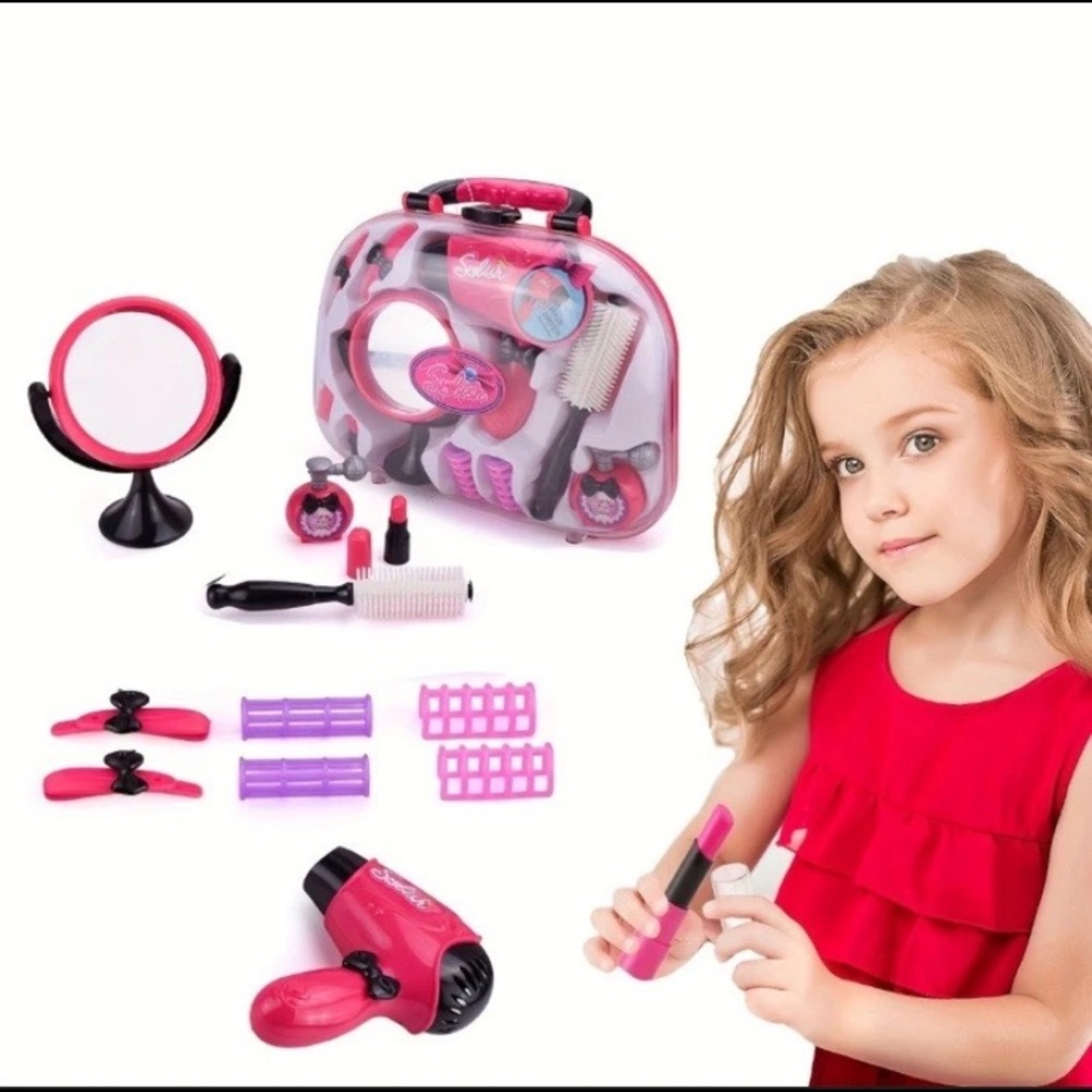 Glam Kidz Girls Play Pretend Pink Hairdressing & Salon Toy Set 9pcs
